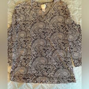 Chico's Black and White Paisley Top